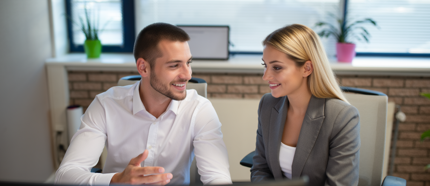 Twee medewerkers van efficient at work in overleg